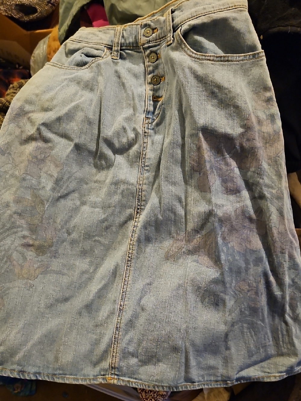 Pilcro Denim Skirt With Floral Print S8ze 2